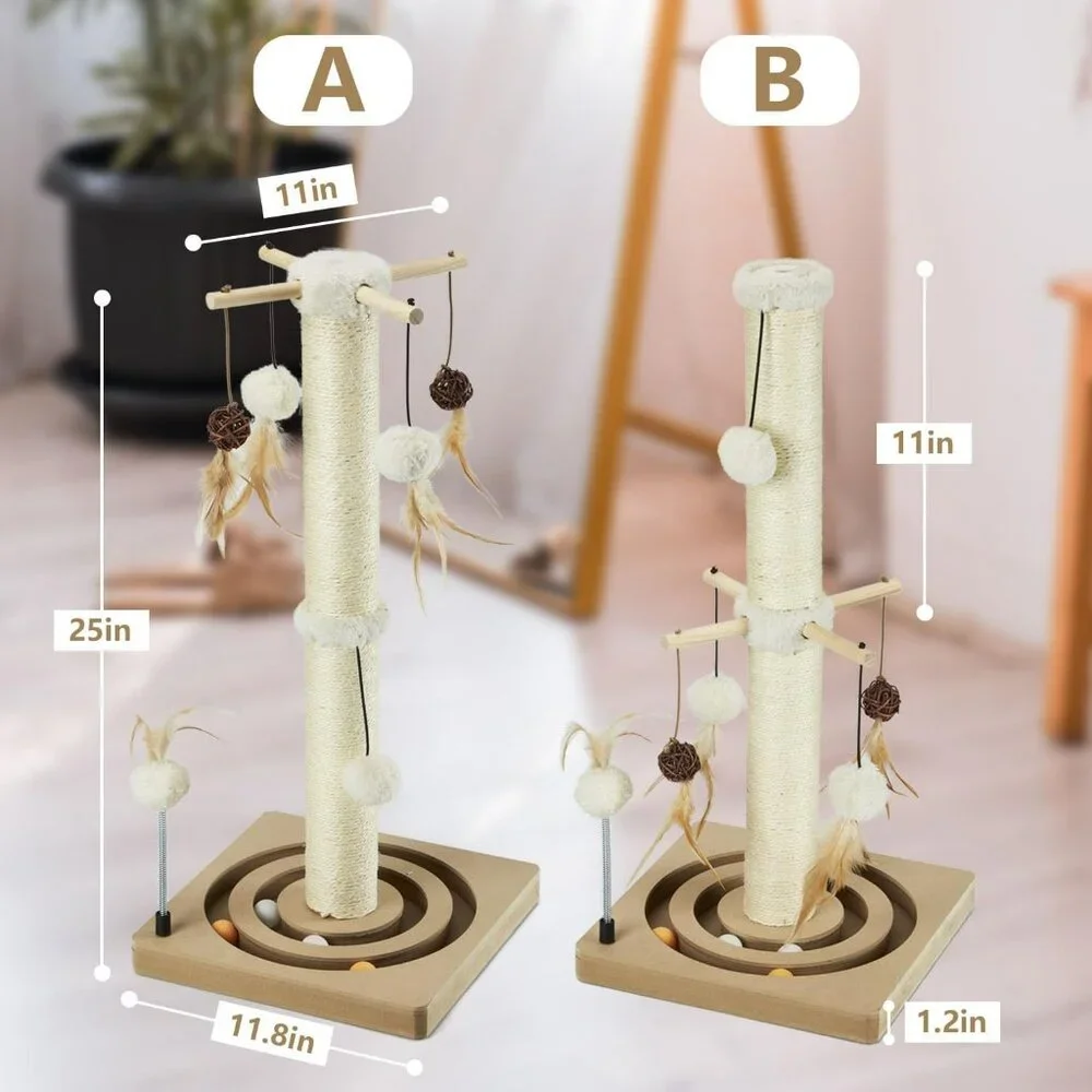 Cat Scratching Post Sisal Scratch Posts for Indoor Cats and Kittens with Trackin